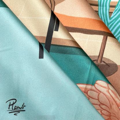 Foulard en soie motif Safari de Provence