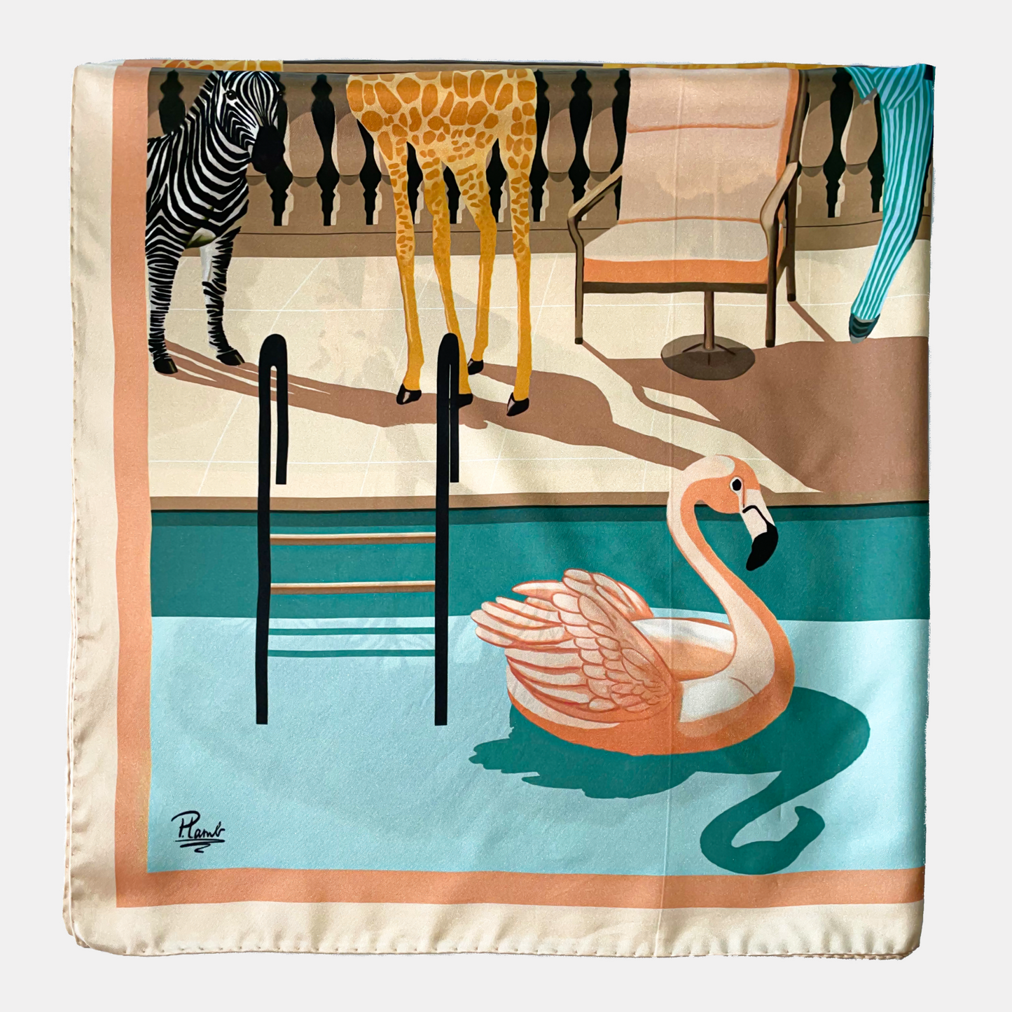 Foulard en soie motif Safari de Provence