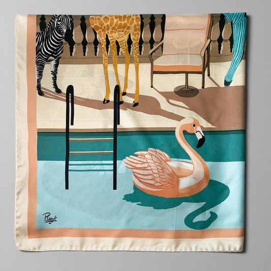 Foulard en soie motif Safari de Provence