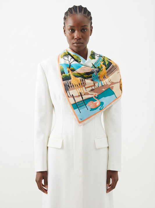 Foulard en soie motif Safari de Provence