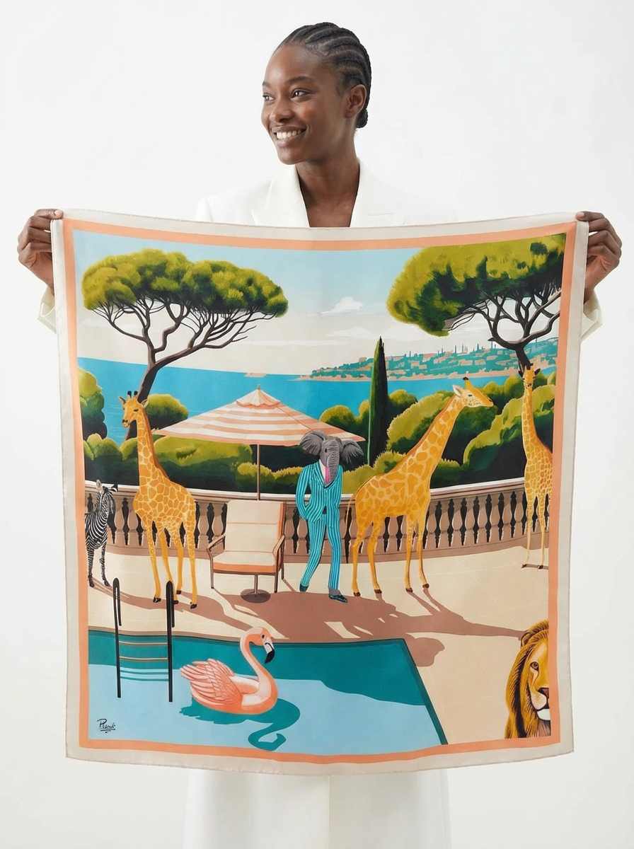 Foulard en soie Safari de Provence - Edition limitée